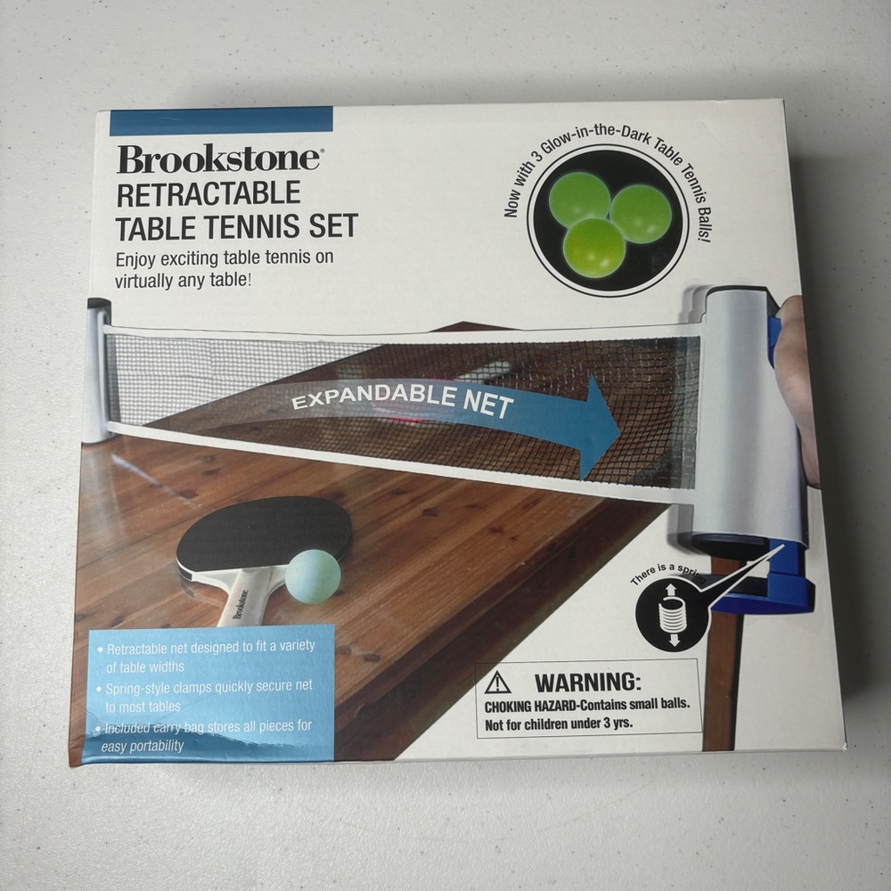Brookstone Retractable Table Tennis Set